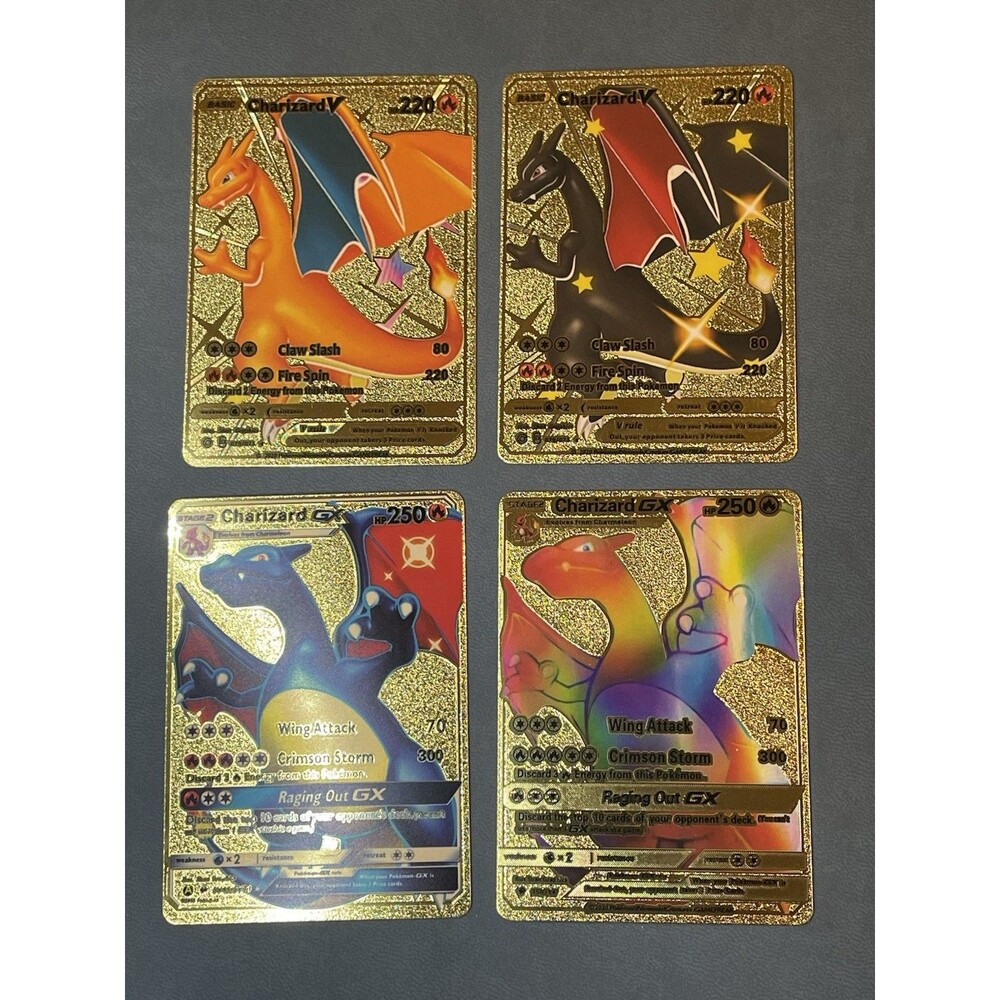 Charizard Pokemon Gold Full Art Card Lot of 16 Fan Art Novelty Rainbow Rare - Picture 6 of 7
